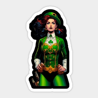 Irish Leprechaun Female Comic Book Hero Sticker